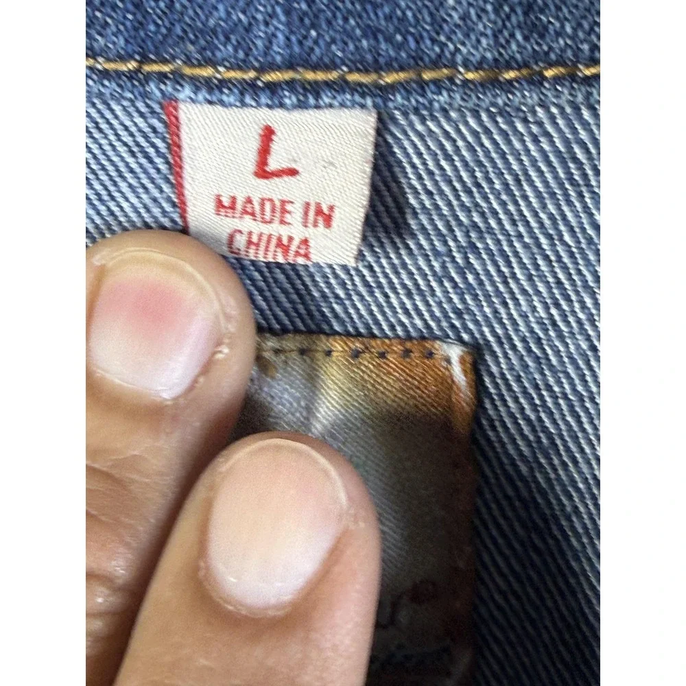 J2 By Jou Jou Denim Jacket Juniors Large Blue Button Front Pockets Casual